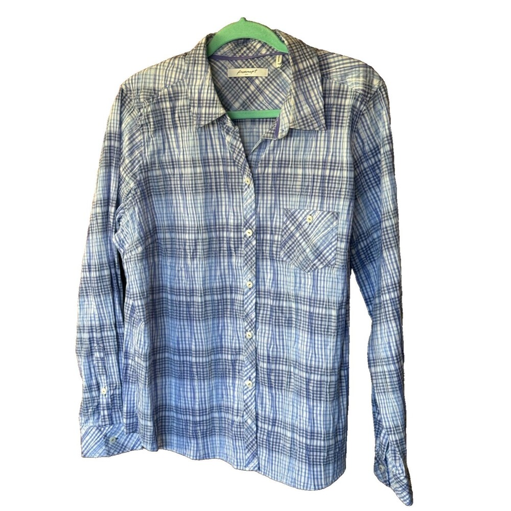 NWOT Foxcroft Germaine Purely Plaid Crinkle Long Sleeve Tunic Size 16